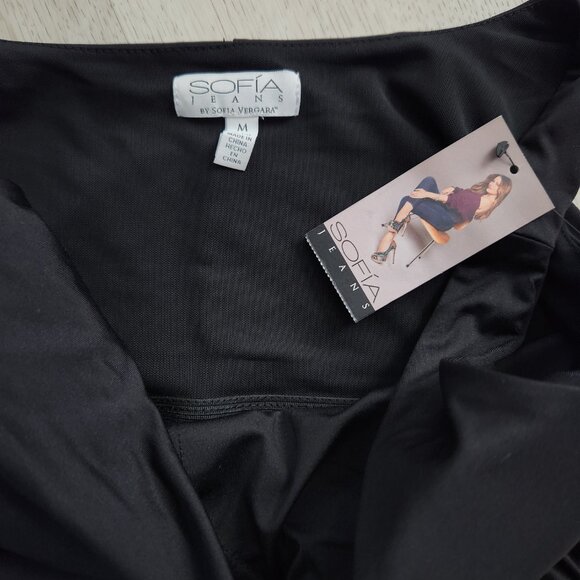 Sofia Jean Body Sculpting Ruched Tank Dress, Below Knee Length, BLACK - Picture 6 of 9